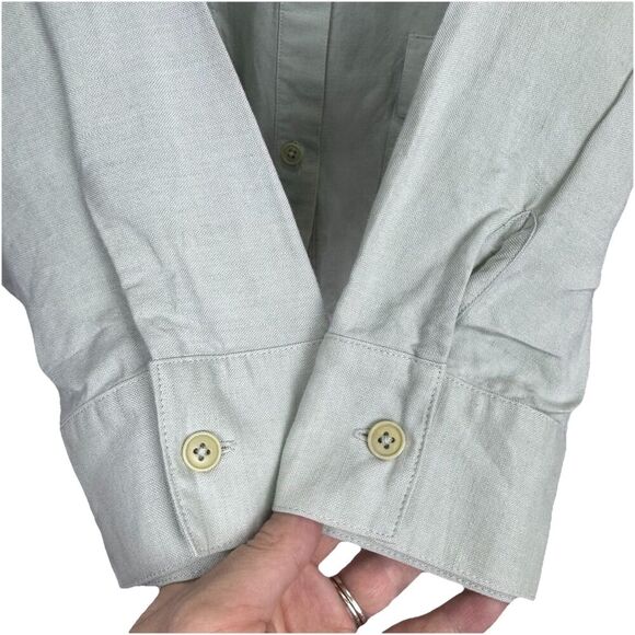 EllenTracy Linen Blend Utility Button Up Shirt Size 16 Pistachio Green Lagenlook - Picture 8 of 9